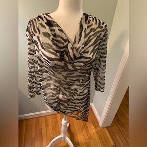 Joseph Ribkoff Black/ White Zebra Print Blouse, 8